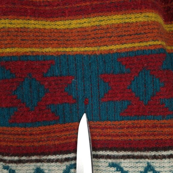 Vintage Woolrich Poncho Jacket Men Large Wool Aztec Hooded Baja Jacket USA - Picture 12 of 16